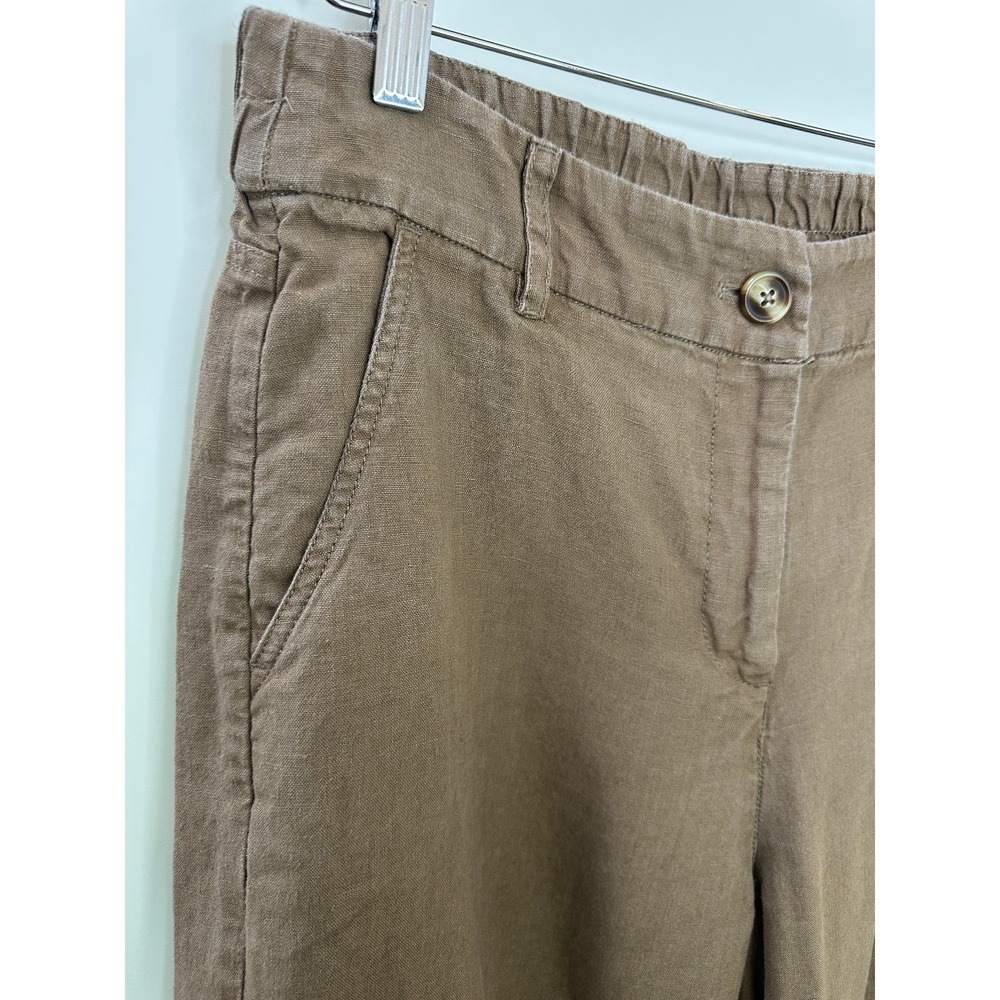 Chico's Wide Leg 100% Linen Faded Brown Relaxed Cargo Crop Pants Size 2 US 12 - Picture 3 of 16